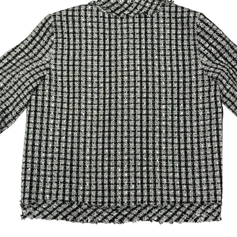 Adrianna Papell Black & White Crew Neck Long-Sleeve Tweed Blazer Size Small - Picture 4 of 10